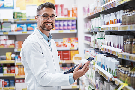 Pharmacist with a clipboard Dispensed